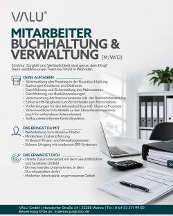 Stellenanzeige Buchaltung. Kein Aluzaun aus Polen.